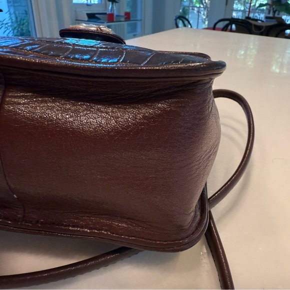 Vintage Brighton Leather Croc Embossed Crossbody Shoulder Handbag Purse EUC - Picture 6 of 16